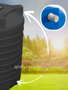 Пластиковая емкость 1000 литров вертикальная черная — миниатюра