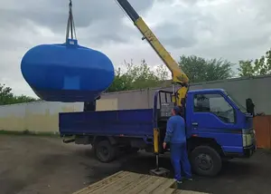 Пластиковая емкость 5000 литров горизонтальная голубая — миниатюра